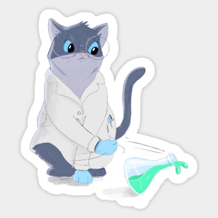 Curious science cat Sticker